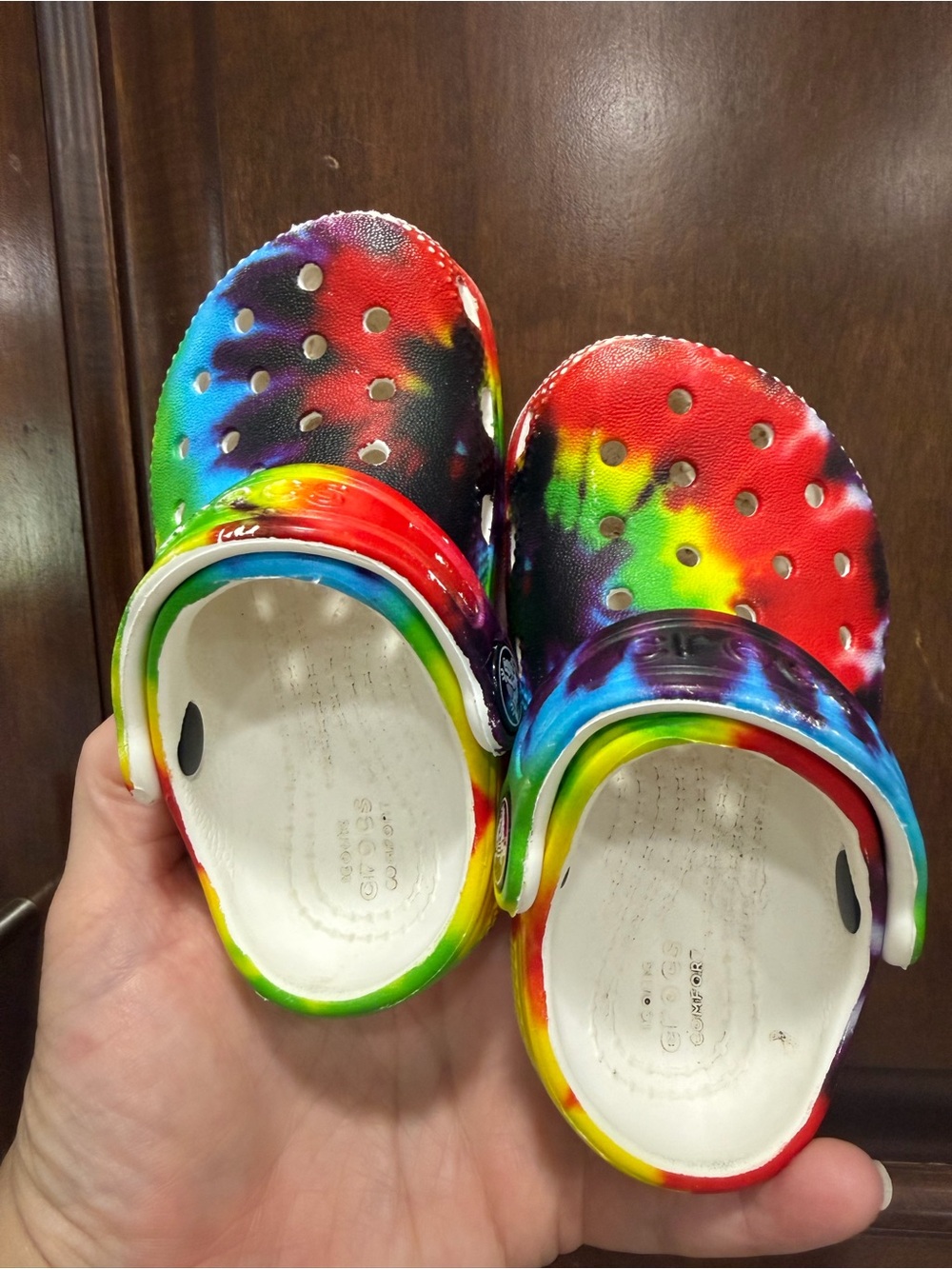 CROCS Kids Tie-Dye Clog Sandals in Rainbow Colors